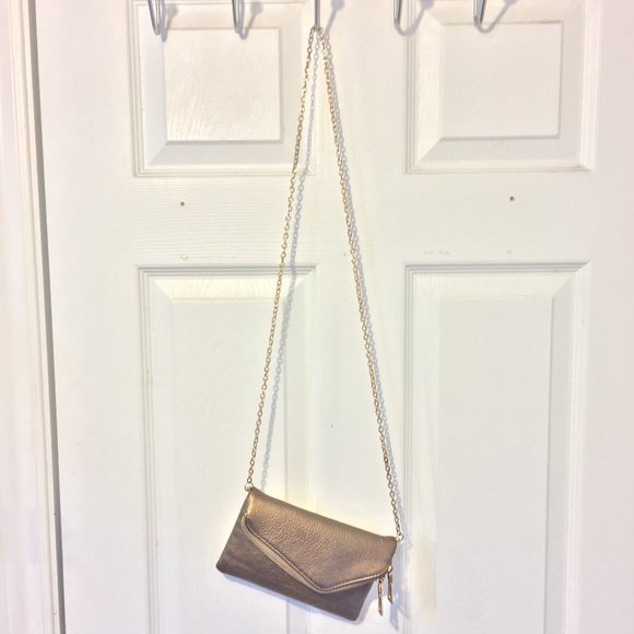 Bronze Metallic Crossbody w/ envelope foldover - Picture 1 of 7